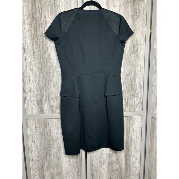 Theory Neoprene Dress Black Color Full Zip Peplum Short Sleeves Career Size 12 - Picture 5 of 8